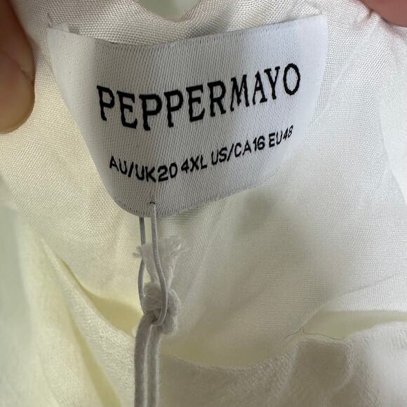 NEW Peppermayo Marissa Linen One Shoulder Top White Women’s US 16 - Picture 4 of 10